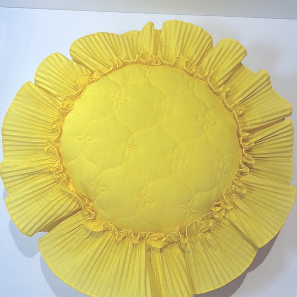 Ruffled, Reversible, Custom Pillows, Pair, 14” Diameter, Country Cottage Core - Picture 2 of 3